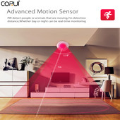 CORUI WiFi Smart PIR mozgásérzékelő érzékelő érzékelő távirányító kompatibilis az IFTTT-vel hangvezérléshez, nincs hub SmartLink