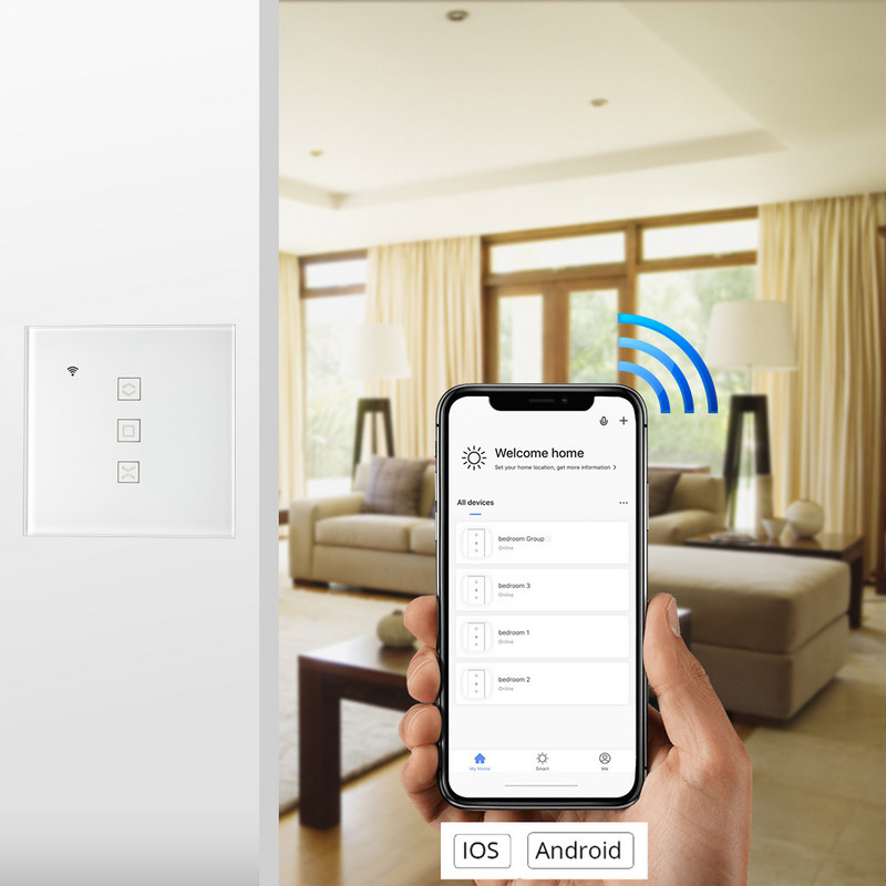 Išmanusis „Wi-Fi“ užuolaidų jungiklis, skirtas elektrinei motorizuotai užuolaidų roletams, nuotolinio valdymo pulto programai „Google Home Alexa Siri“