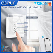 CORUI Tuya WiFi RF433 Inteligentný prepínač záclon 2.5D oblúkový sklenený panel pre rolety Ovládanie APP s Alexou Google
