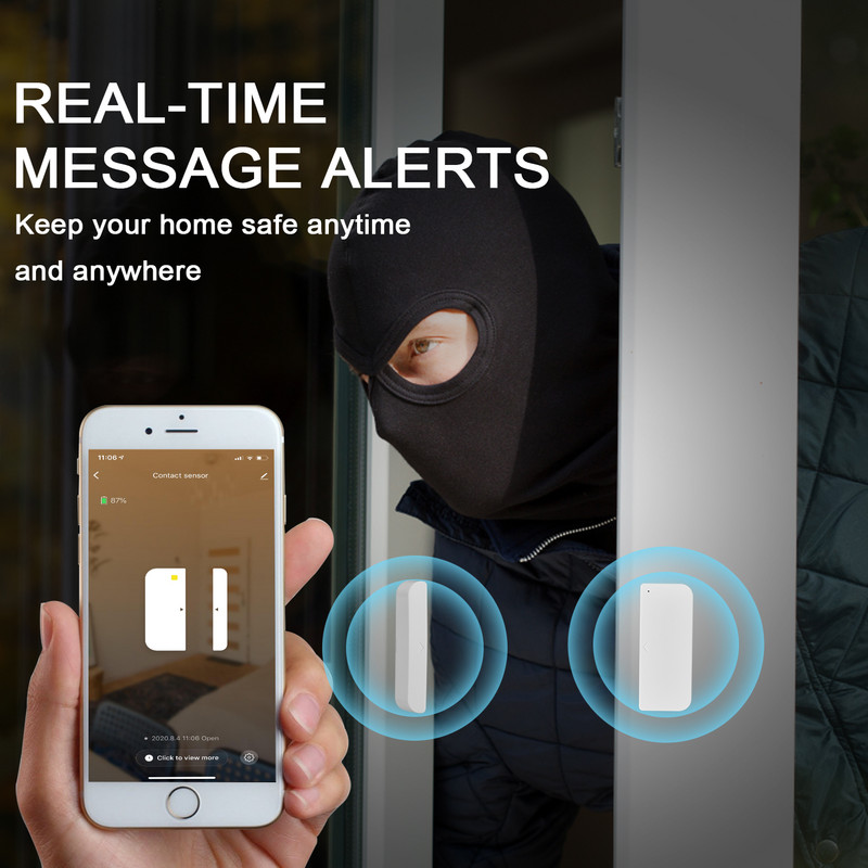 Intelligens otthoni biztonsági rendszer riasztó érzékelő TUYA vezeték nélküli Wifi Smart Window Door érzékelő