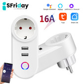 IsFriday 16A Smart Plug Wifi EU ar USB uzlādes sektora ligzdu Tuya SmartLife savienota ligzda priekš Alexa Google Home Alice