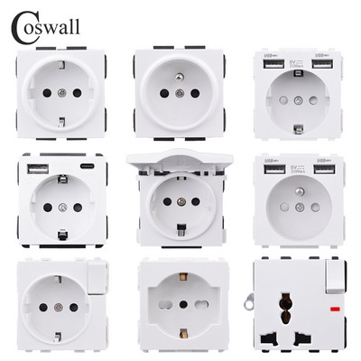 COSWALL C1 E20 X2 L1 S08 Balta ES JAV JK Italijos Čilė Universalus C tipo lizdas USB įkroviklis vandeniui atsparus dangtelis garso išvesties modulis „pasidaryk pats“