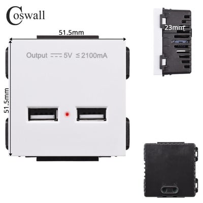 COSWALL C1 E20 X2 L1 S08 Balts ES ASV UK Itālijas Čīles universālā ligzda Type-C USB lādētājs Ūdensizturīgs vāks Audio izejas modulis DIY