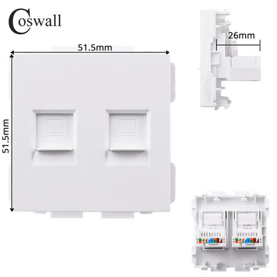 COSWALL C1 E20 X2 L1 S08 Balts ES ASV UK Itālijas Čīles universālā ligzda Type-C USB lādētājs Ūdensizturīgs vāks Audio izejas modulis DIY