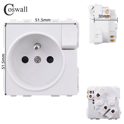 COSWALL C1 E20 X2 L1 S08 Balts ES ASV UK Itālijas Čīles universālā ligzda Type-C USB lādētājs Ūdensizturīgs vāks Audio izejas modulis DIY