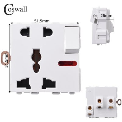 COSWALL C1 E20 X2 L1 S08 Balts ES ASV UK Itālijas Čīles universālā ligzda Type-C USB lādētājs Ūdensizturīgs vāks Audio izejas modulis DIY