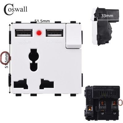 COSWALL C1 E20 X2 L1 S08 Balts ES ASV UK Itālijas Čīles universālā ligzda Type-C USB lādētājs Ūdensizturīgs vāks Audio izejas modulis DIY