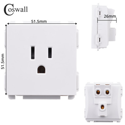 COSWALL C1 E20 X2 L1 S08 Balts ES ASV UK Itālijas Čīles universālā ligzda Type-C USB lādētājs Ūdensizturīgs vāks Audio izejas modulis DIY