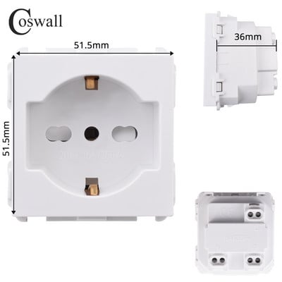 COSWALL C1 E20 X2 L1 S08 Balts ES ASV UK Itālijas Čīles universālā ligzda Type-C USB lādētājs Ūdensizturīgs vāks Audio izejas modulis DIY