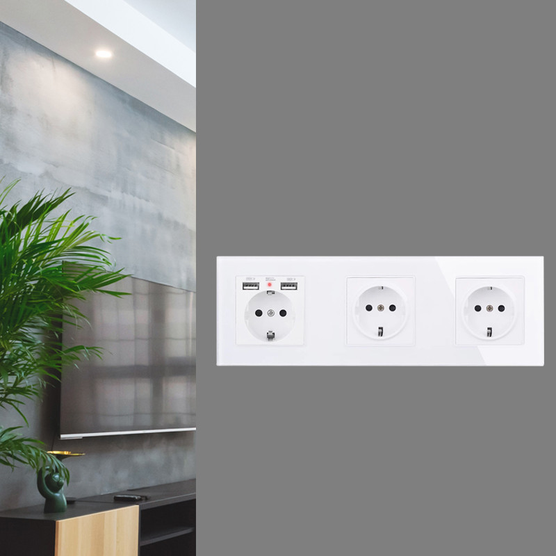 COSWALL C1 E20 X2 L1 S08 Balts ES ASV UK Itālijas Čīles universālā ligzda Type-C USB lādētājs Ūdensizturīgs vāks Audio izejas modulis DIY