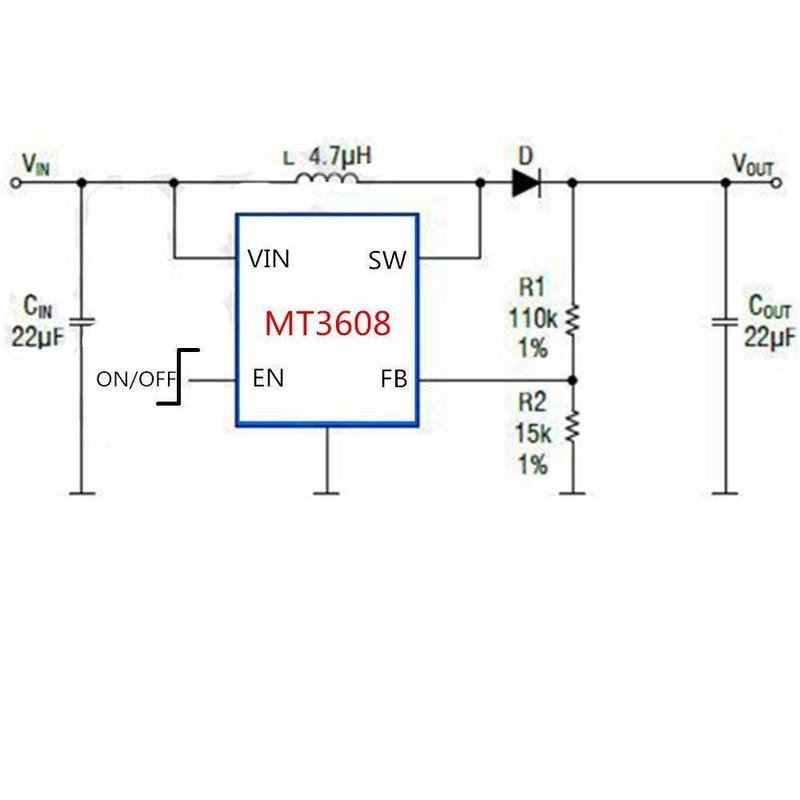 10 DB MT3608 DC-DC állítható Booster 2A DC DC Boost Step up átalakító modul 2V-24V-5V 9V 12V 28V tápmodul