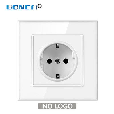 BONDA fali konnektor edzett üveglap EU szabvány gyerekeknek Gyermekbiztonsági védelem Elektromos konnektor 86mm * 86mm 16A 110~250V