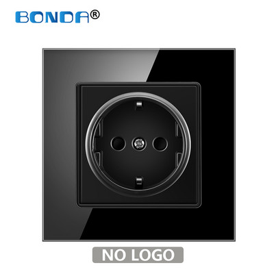 BONDA fali konnektor edzett üveglap EU szabvány gyerekeknek Gyermekbiztonsági védelem Elektromos konnektor 86mm * 86mm 16A 110~250V