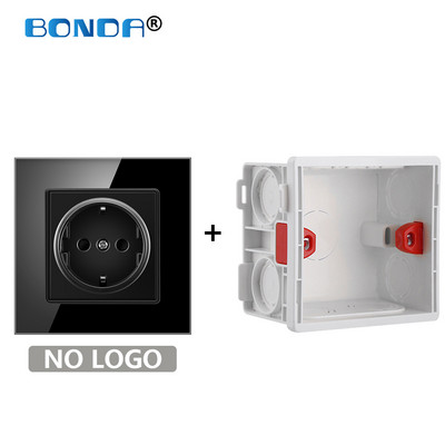 BONDA fali konnektor edzett üveglap EU szabvány gyerekeknek Gyermekbiztonsági védelem Elektromos konnektor 86mm * 86mm 16A 110~250V