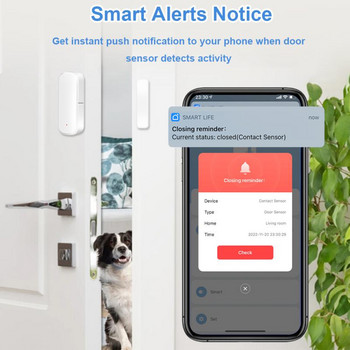 Tuya Smart Zigbee Сензор за врата Аларма Прозорец Отворена/затворена врата Детектори Сигурност Защита Интелигентен домашен живот Глас за Alexa Google