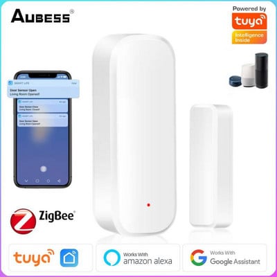 Tuya Smart Zigbee Door Sensor Alarm Window Door Open/Closed Detectors Security Protection Smart Home Life Voice for Alexa Google