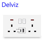 Porturi de încărcare rapidă Delviz Type-C, priză duală de 13 A, priză de control al comutatorului, încărcare inteligentă de 18 W, priză USB de perete standard britanică