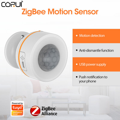 CORUI Tuya ZigBee PIR Senzor de mișcare încorporat Detector de infraroșu pasiv wireless Burgla Smart Home Gadgets APP Telecomandă