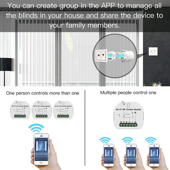 Διακόπτης μονάδας έξυπνης κουρτίνας WiFi RF Wireless APP Τηλεχειριστήριο Ηλεκτρικό μοτέρ με ρολό Εργασία για Alexa Google Home