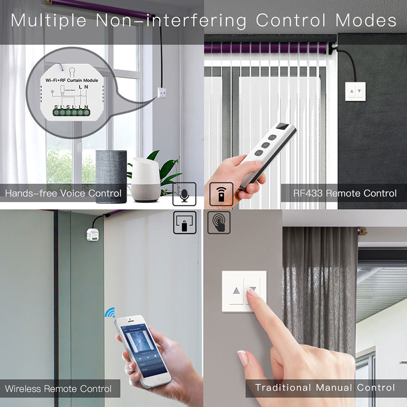 „WiFi RF Smart Curtain“ modulio jungiklis belaidžio APP nuotolinio valdymo pulto elektrinis roleto variklis veikia „Alexa Google Home“