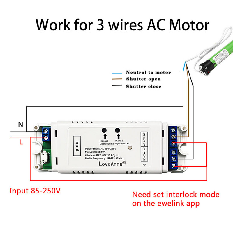 eWeLink WiFi întrerupător inteligent pentru perdea RF433Mhz control fără fir DIY rulouri cu motor electric AC ușă de garaj AC 110V 220V 10A