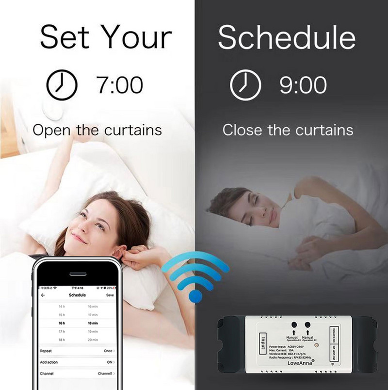 eWeLink WiFi întrerupător inteligent pentru perdea RF433Mhz control fără fir DIY rulouri cu motor electric AC ușă de garaj AC 110V 220V 10A