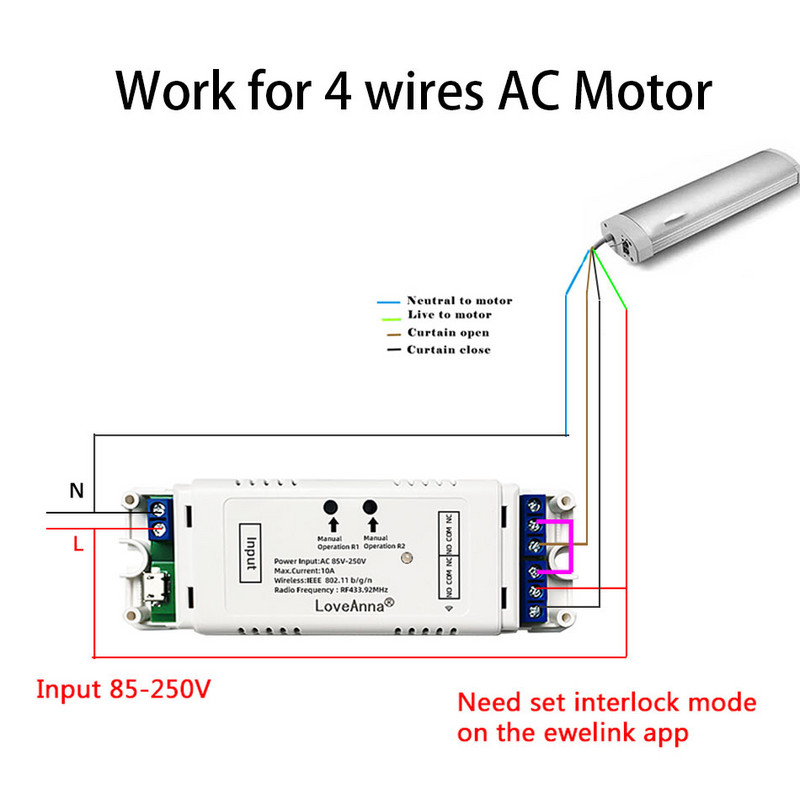 eWeLink WiFi întrerupător inteligent pentru perdea RF433Mhz control fără fir DIY rulouri cu motor electric AC ușă de garaj AC 110V 220V 10A