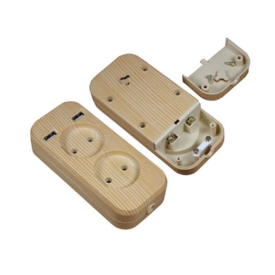 2019 új design 2 aljzat európai 5V 2A USB bővítő aljzat usb kimenet LLEW-02 fa fa szín