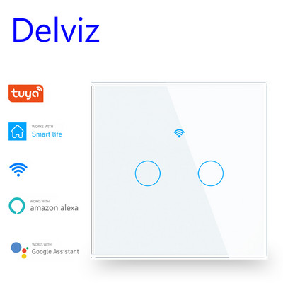 Priză USB tip C Delviz, porturi USB de încărcare rapidă, panou din sticlă cristal, priză standard UE de 16 A, comutator inteligent pentru lumină de perete WiFi