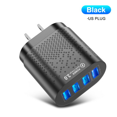 Prenosná 48W 4 USB nabíjačka s konektorom EU/US 5V/3A, rýchlonabíjací adaptér do steny, mobilný telefón pre iPhone, iPad, Mini, Samsung, Xiaomi