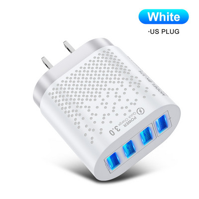 Prenosná 48W 4 USB nabíjačka s konektorom EU/US 5V/3A, rýchlonabíjací adaptér do steny, mobilný telefón pre iPhone, iPad, Mini, Samsung, Xiaomi
