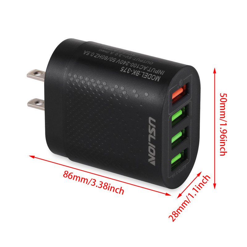 Prenosná 48W 4 USB nabíjačka s konektorom EU/US 5V/3A, rýchlonabíjací adaptér do steny, mobilný telefón pre iPhone, iPad, Mini, Samsung, Xiaomi