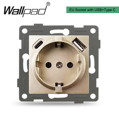 Zásuvka typu C DIY, biela, 220 V, 16 A, štandard EÚ, Schuko, typ C, s USB portami, 5,1 DC, 2,1 A, typ C, pre nástennú podložku do krabice L6