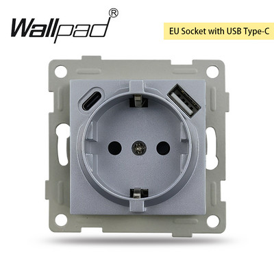 Zásuvka typu C DIY, biela, 220 V, 16 A, štandard EÚ, Schuko, typ C, s USB portami, 5,1 DC, 2,1 A, typ C, pre nástennú podložku do krabice L6