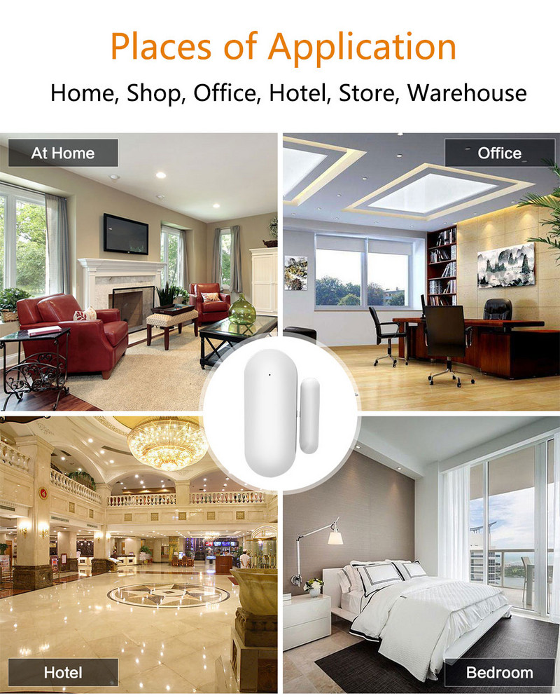 Otthonbiztonsági riasztó Tuya Smart WiFi ajtó érzékelő ajtó nyitás / zárás érzékelő biztonsági védelem WIFI ablak érzékelő intelligens otthon