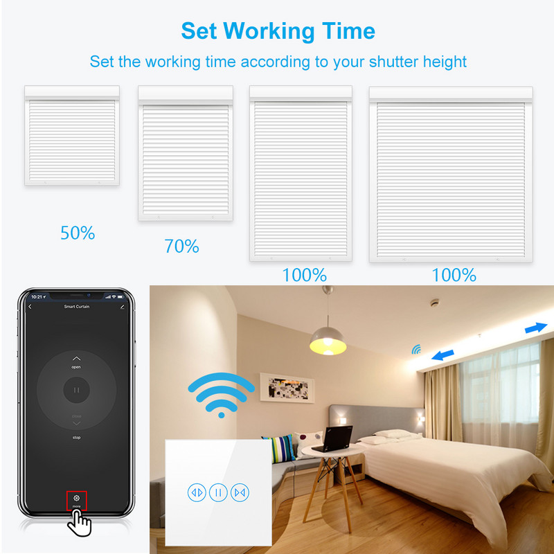 Tuya Smart Switch Rulookardinad aknale Koduautomaatika Rulookardina mootor Elektriline juhtimine , Google Home Alexa