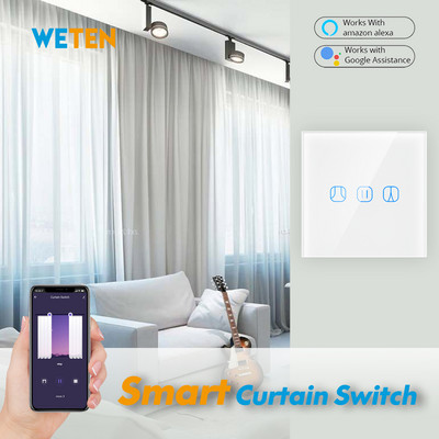 Tuya WiFi Smart Curtain Blinds Switch APP Control Works with Alexa Google Home Electric Motor Curtain Roller Shutter Switch