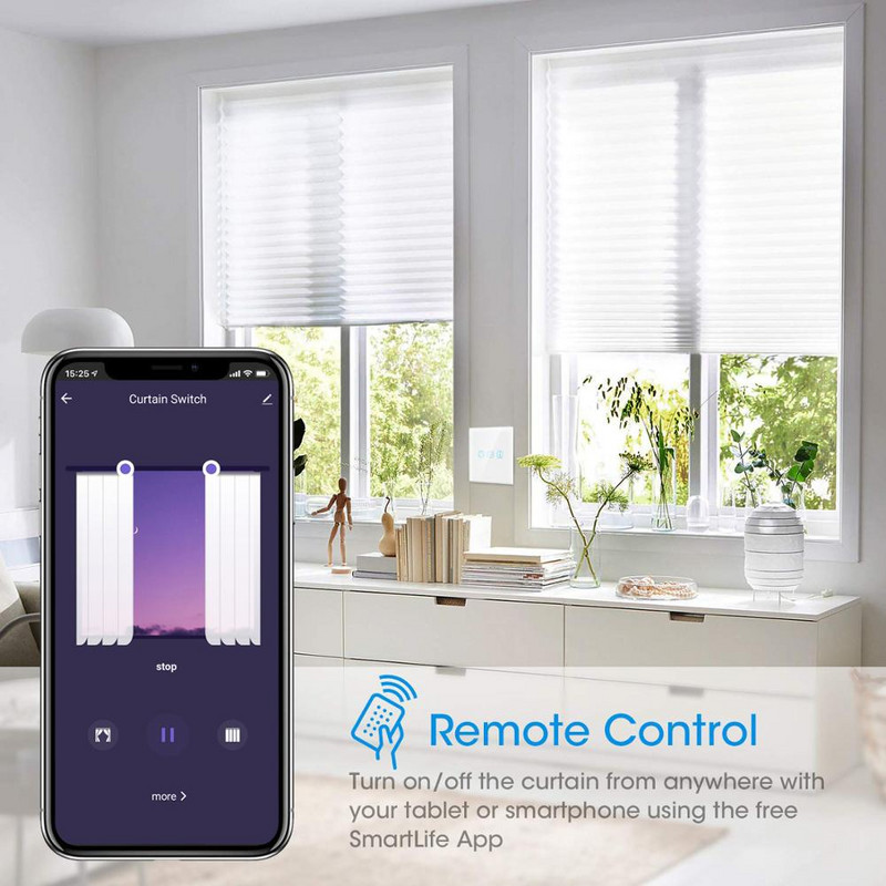 A Tuya WiFi intelligens függönykapcsoló APP vezérlése működik az Alexa Google Home elektromos motoros redőny kapcsolóval