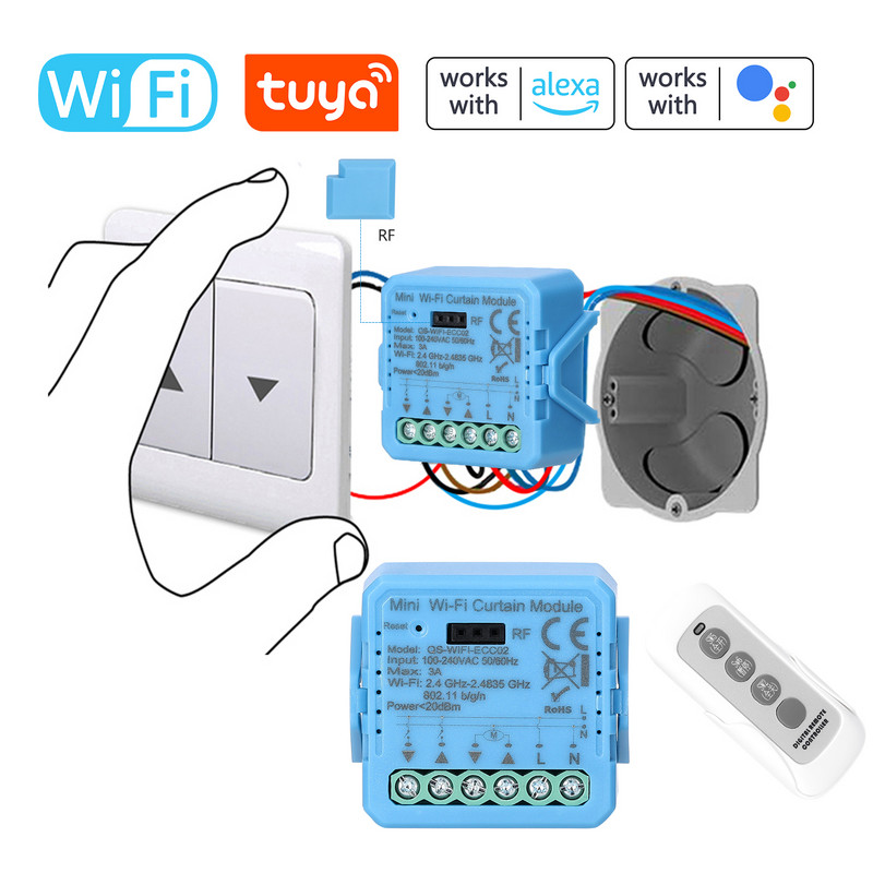 Modul de cortină inteligent Tu-ya ZigB ee/Wifi SEC02 Home APP Control Compatibil Alexa Google Home pentru control vocal cu gateway-uri