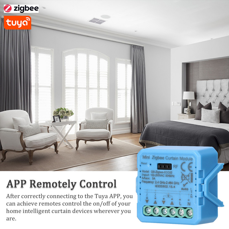 Modul de cortină inteligent Tu-ya ZigB ee/Wifi SEC02 Home APP Control Compatibil Alexa Google Home pentru control vocal cu gateway-uri