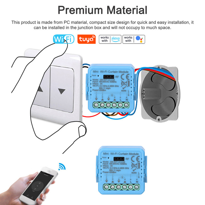 Modul de cortină inteligent Tu-ya ZigB ee/Wifi SEC02 Home APP Control Compatibil Alexa Google Home pentru control vocal cu gateway-uri