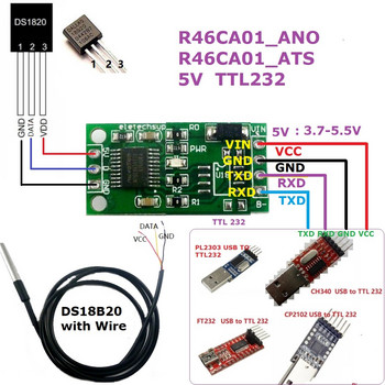 DC 3.7-25V DS18B20 RS485 RS232 TTL Modbus Rtu Температурен сензор Дистанционен монитор за събиране Цифров термометър Модул