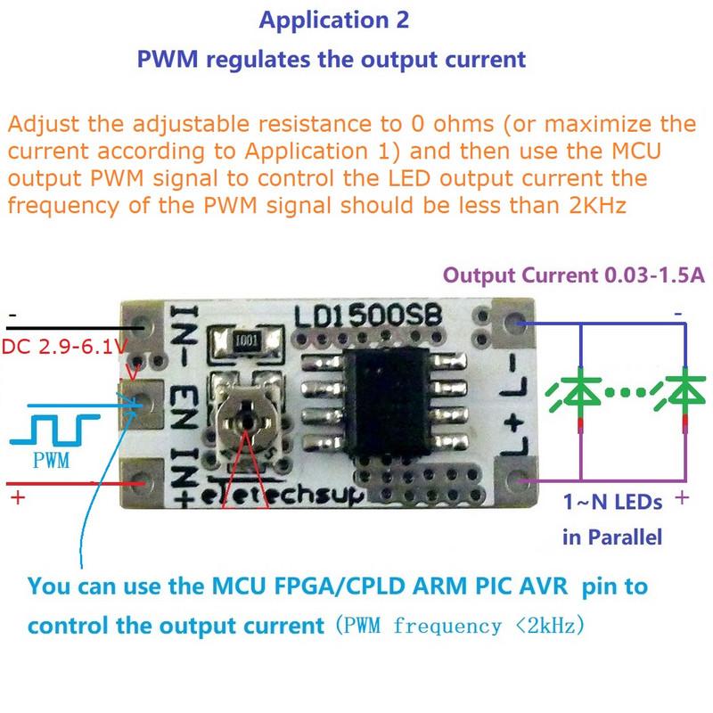 DC 3-6V 28-1500mA Curent de ieșire reglabil Modul driver LED de luminozitate ridicată Controler PWM Convertor de curent constant DC-DC