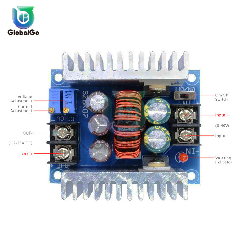 Convertor de putere DC Buck Modul Step Down 300W 20A 9A DC-DC 6V-40V la 1.2V-36V Placă de tensiune de putere a driverului LED de curent constant