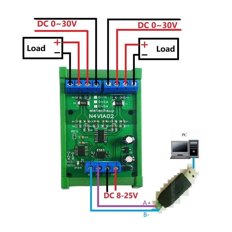 3 IN 1 RS485 Modbus RTU Áram- és feszültségmérő kártya 0-30V Feszültségjel mérés 1A 2A 5A Áramgyűjtő modul