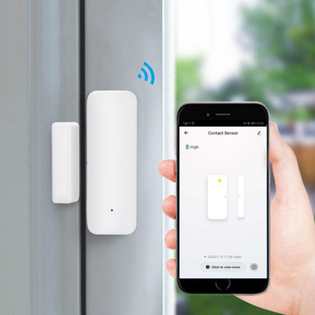 CORUI Tuya Zigbee Интелигентен WiFi Сензор за врати и прозорци Smart Home Безжична връзка Детектори за врати работят с Google Home Alexa