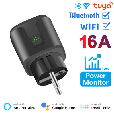 AXUS Tuya WiFi Smart Plug 16A/20A Priză inteligentă UE cu funcție de monitorizare a puterii, funcție de sincronizare, control vocal, suport Alexa Google Home
