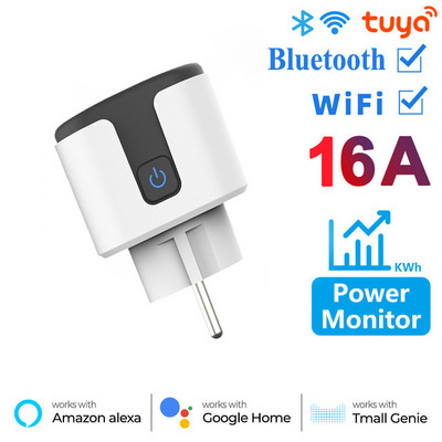 AXUS Tuya WiFi Smart Plug 16A/20A Priză inteligentă UE cu funcție de monitorizare a puterii, funcție de sincronizare, control vocal, suport Alexa Google Home