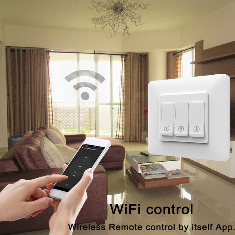 220V Tuya WiFi intelligens nyomógomb függönykapcsolóhoz, redőnyökhöz Távirányító motoros motor, Alexa Google Home