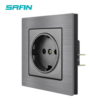 SRAN Europos standarto elektros lizdai, aliuminio lydinio skydelis 82*82mm, 220v 16A sieninis lizdas eu buitinei technikai